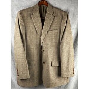 Lauren Ralph Lauren Sport Coat Men's 44 Regular Tan Houndstooth Silk Wool Blazer